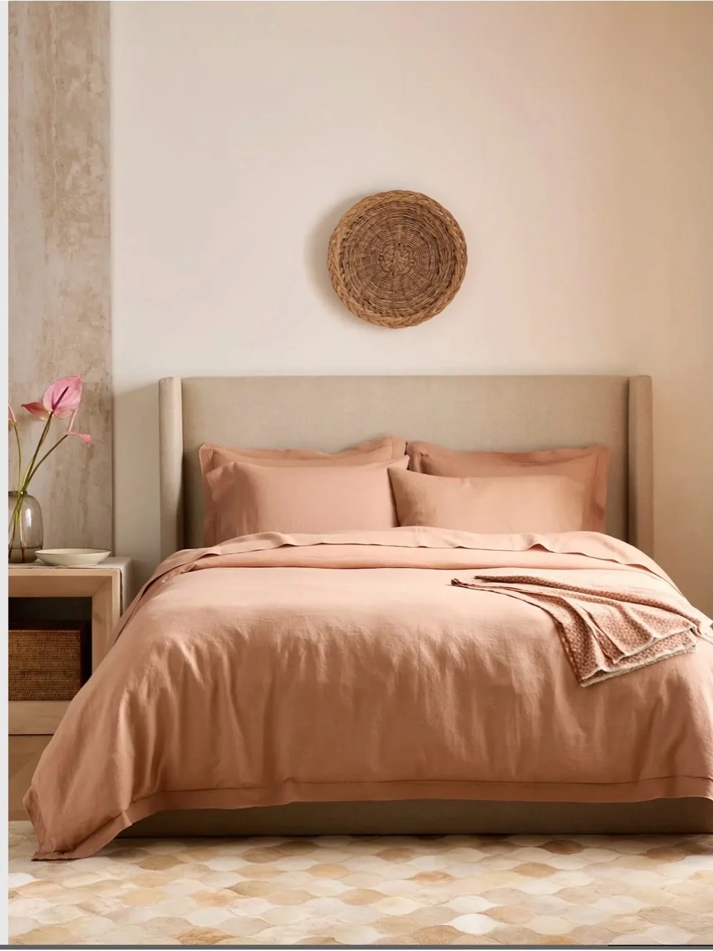 Quince European Linen Double Flange King Duvet Cover - Desert Sunset - NWOT